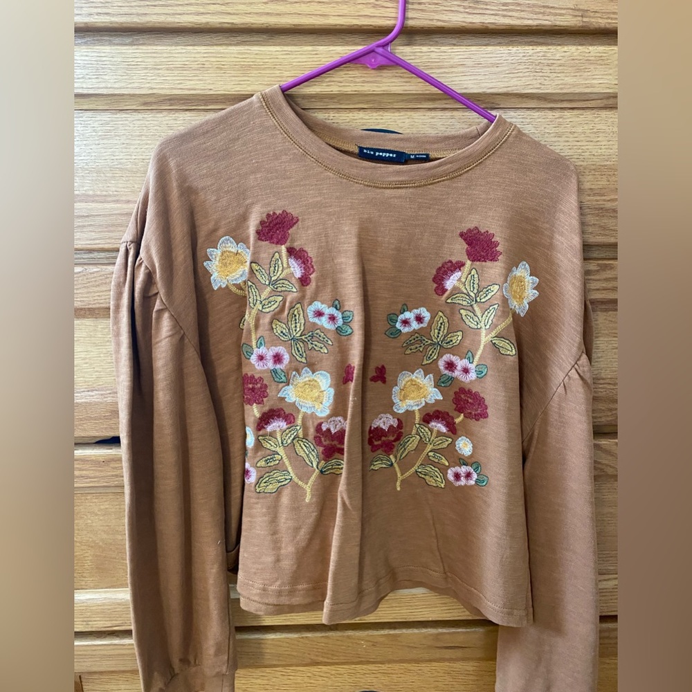 Embroidered sweatshirt top